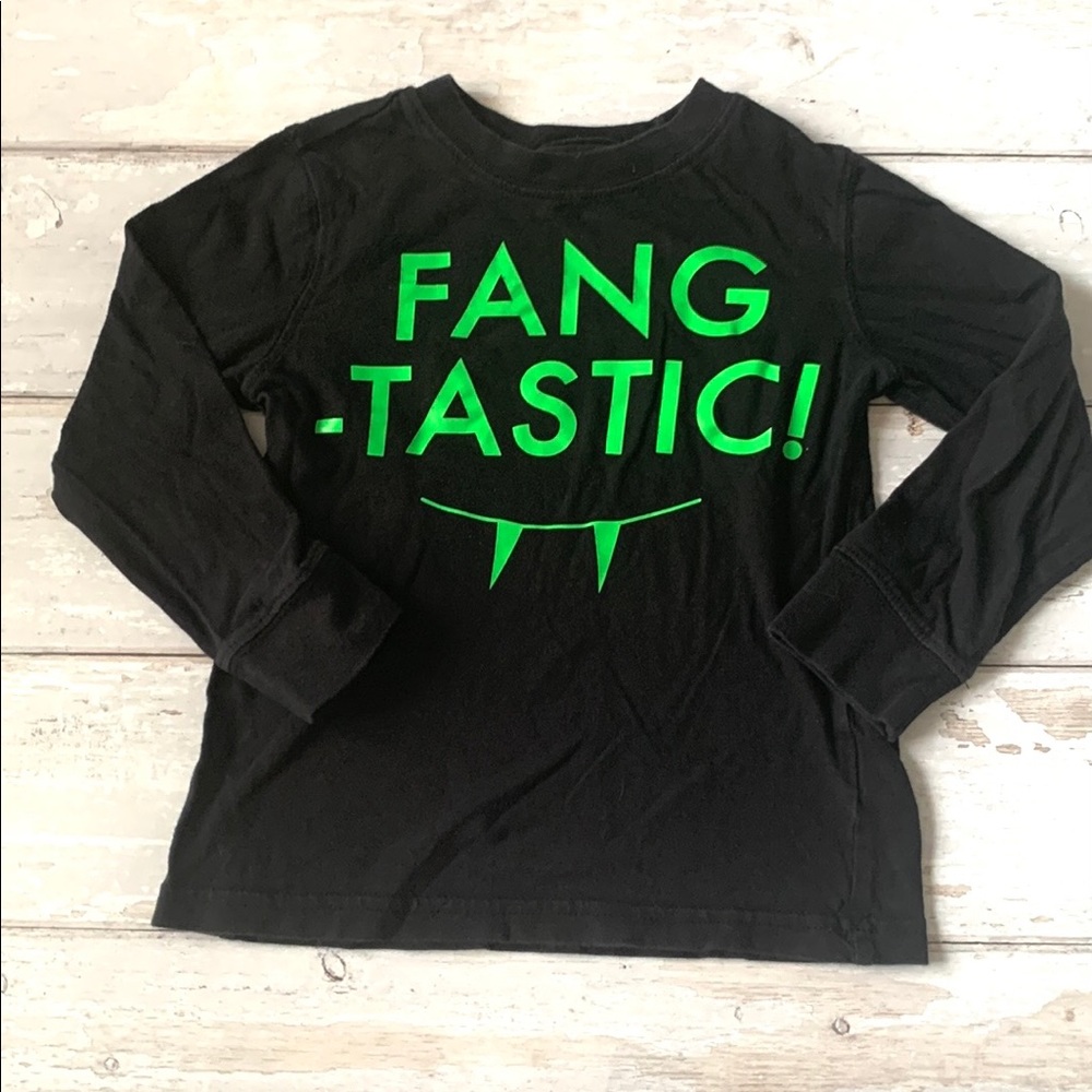 Carters 3T Boys Halloween Fangtastic Black Long Sleeve Shirt 100% Cotton
